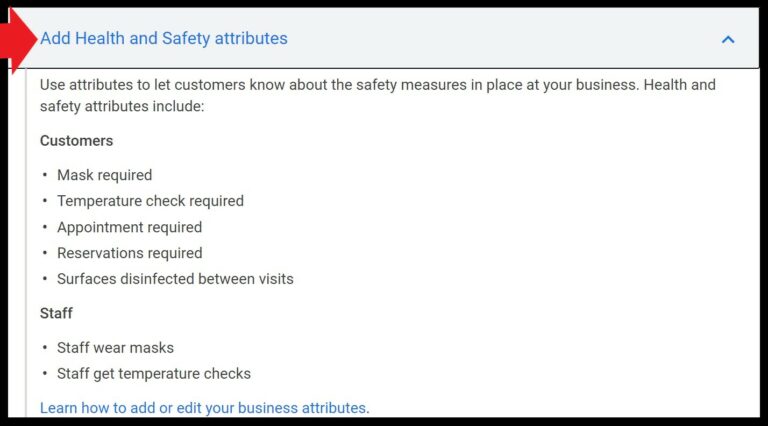 Health and Safety attributes on GMB