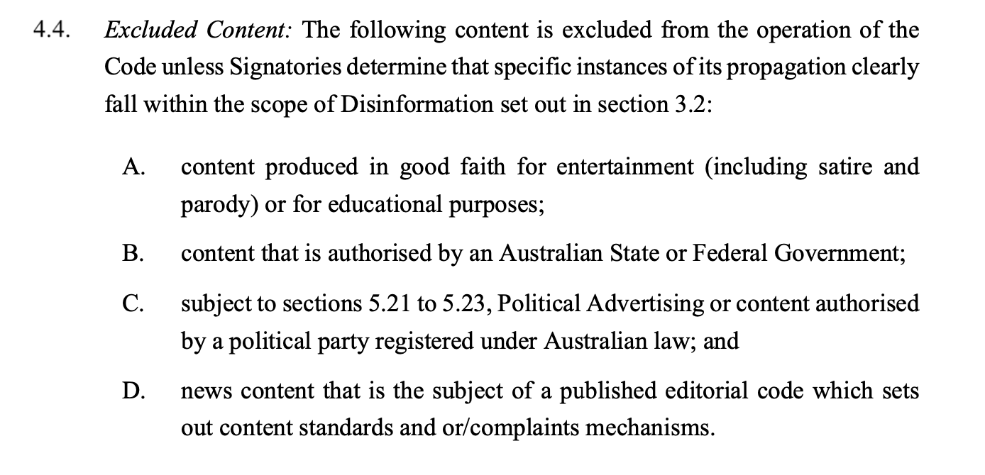 Section 4.4 of Australia's code