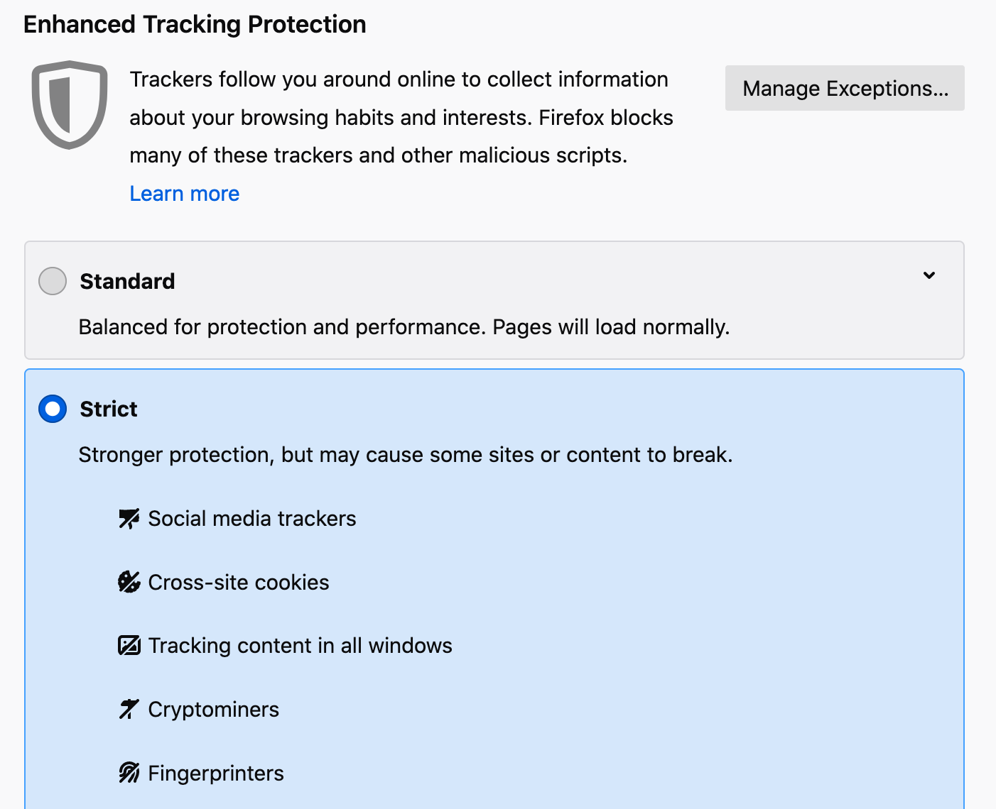 Enhanced Tracking Protection