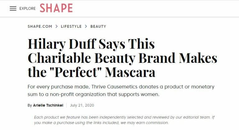 An article discussing a charitable beauty brand's mascara.