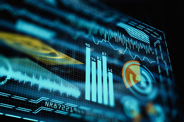 Concept art showing data reports using analytics and reporting