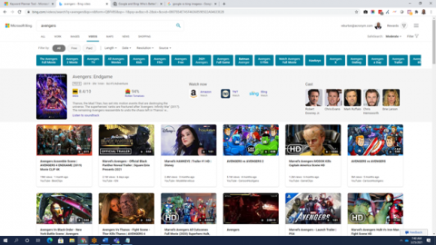 Microsoft Bing video search