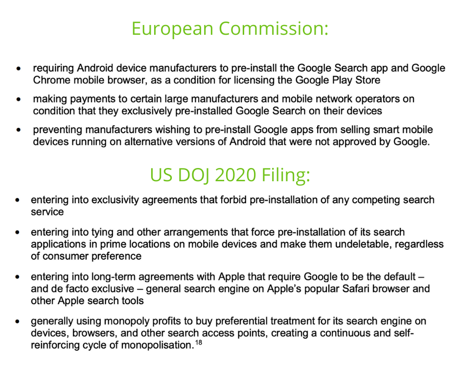 Comparison between EC and US DOJ