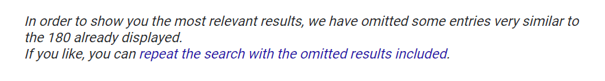 Search notification about omitted results.