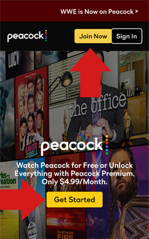 Peacock Mobile Landing Page