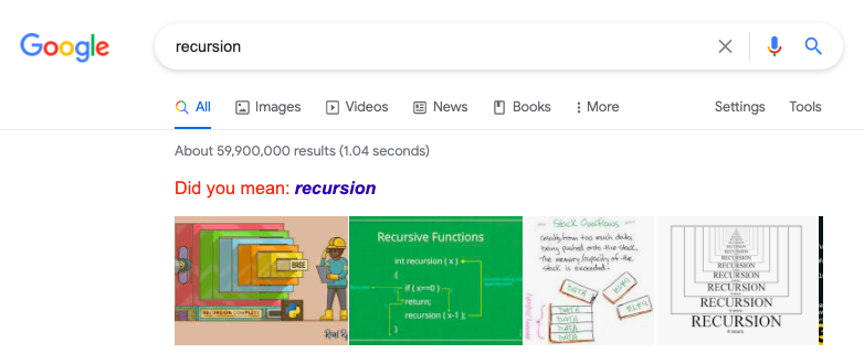 26. Recursion Easter Egg on Google