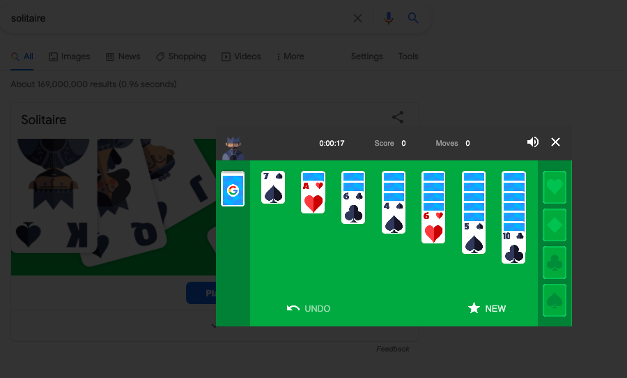 Google search Easter Eggs: Play Solitaire and Tic-Tac-Toe online in your  browser