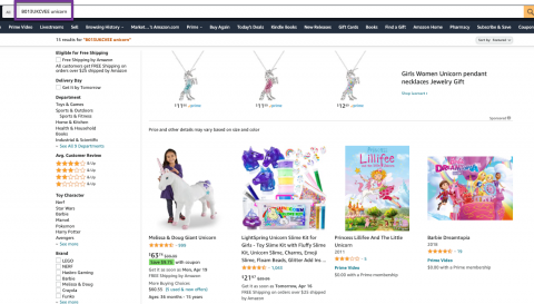 Clown Shoes not indexed for unicorn on Amazon.