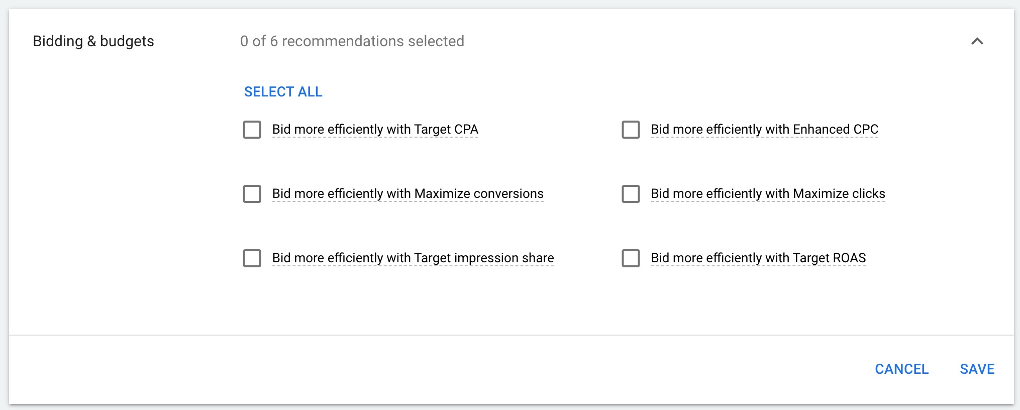 Bid and budget recommendations.