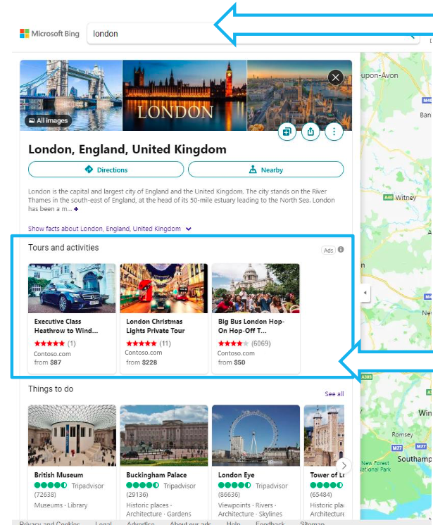 Bing maps tours and activities ad