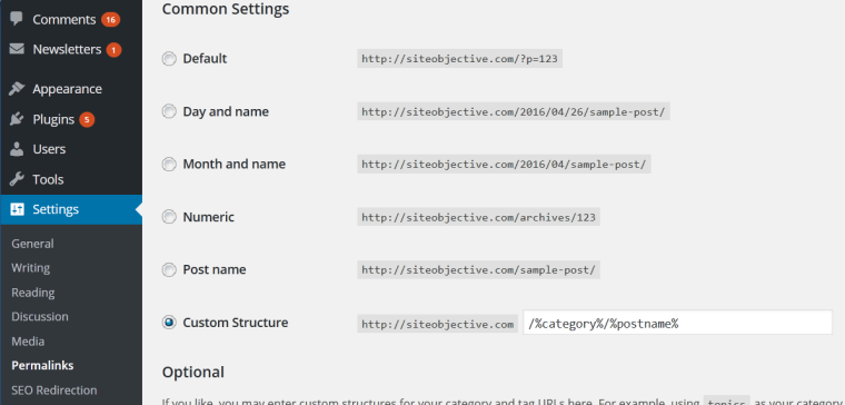 Common settings for WordPress.