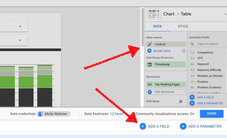 Create a custom field in data studio.