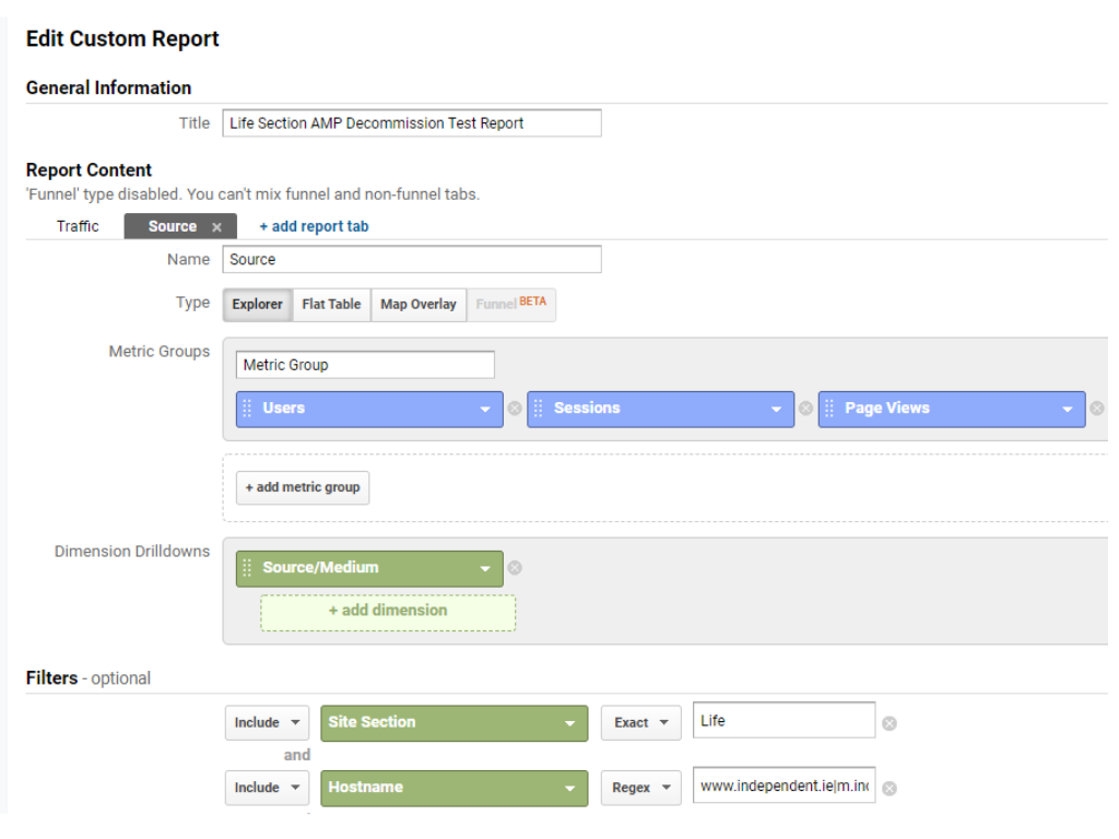 Google Analytics Custom Report