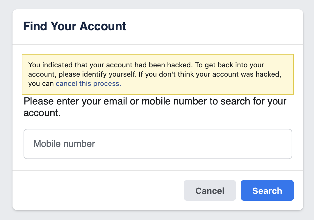 I can't login to my facebook account because it shows that this