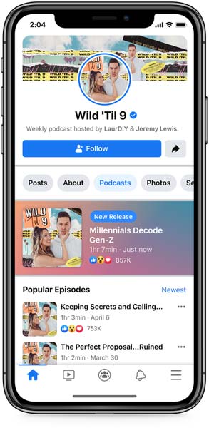 Facebook native podcasting app