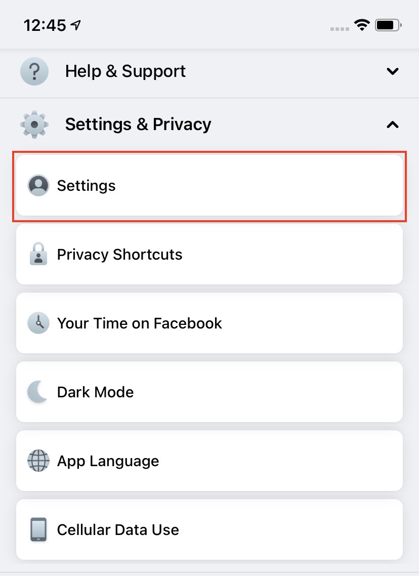 Choose the "Settings" option.