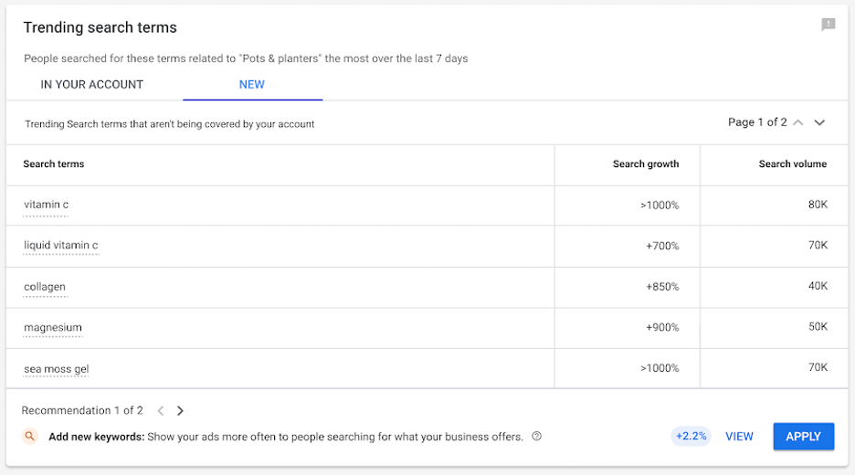 google insights page