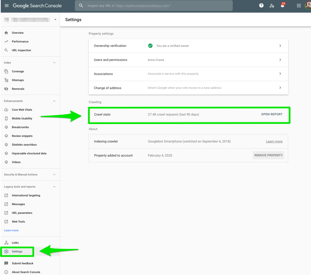 Google Search Console Crawl Stats Report