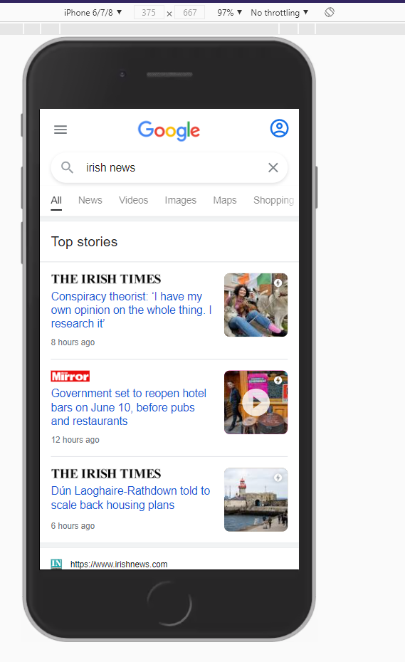 irish news search query mobile