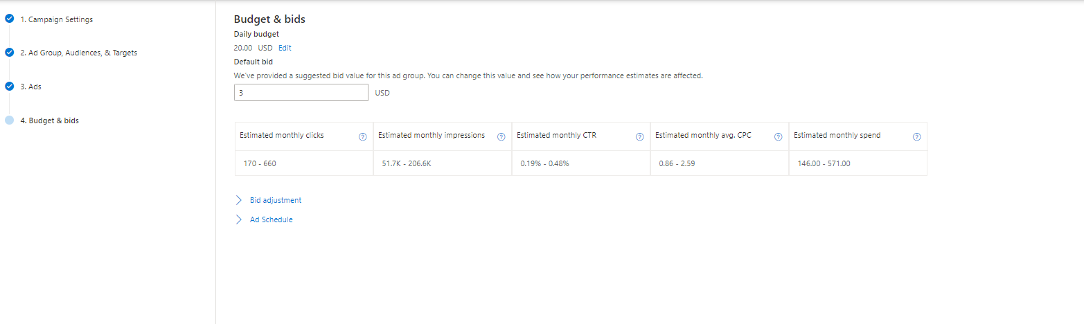 Bid estimates for Microsoft.