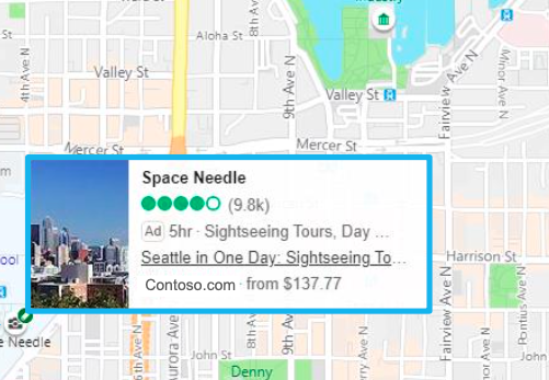 microsoft tours and activities ads - hovering over landmark