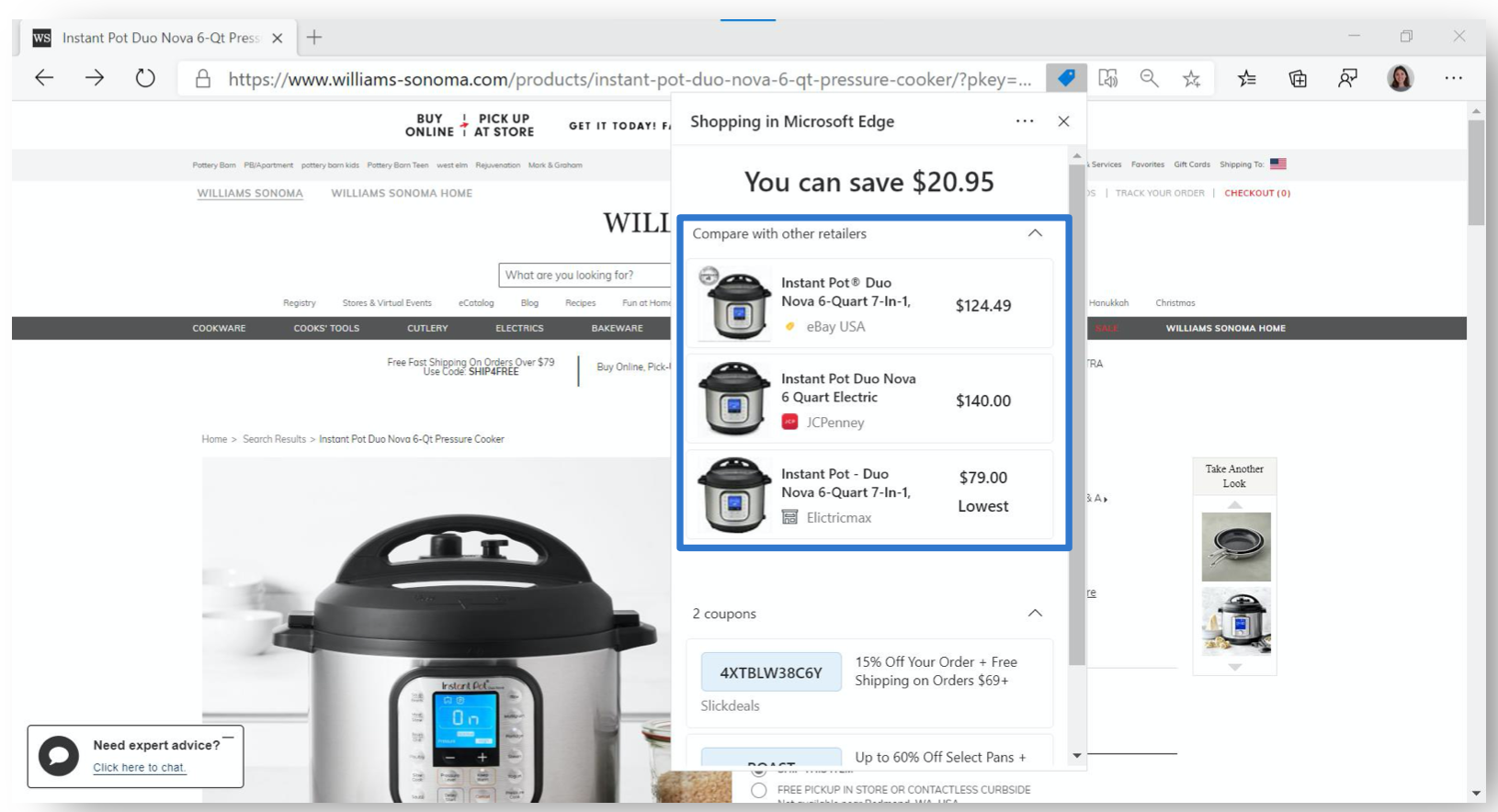 pricing comparison flyout