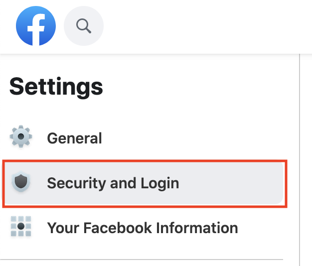 Click on the "Security and Login" option.