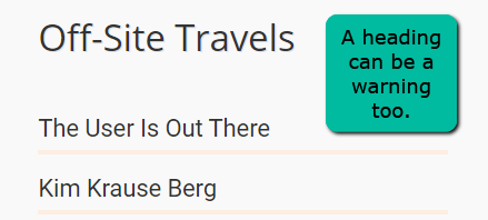Headings can indicate off site links.