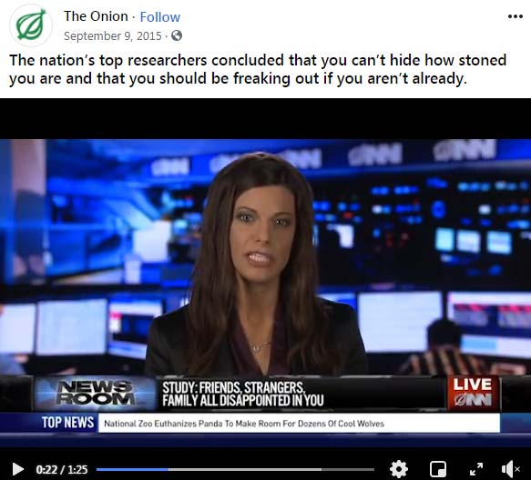 Screenshot of a satire news video