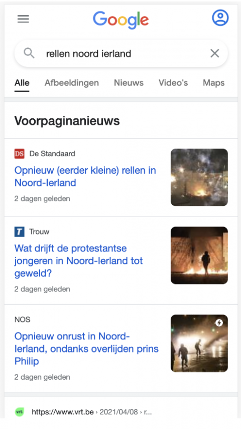 nonAMP result in top stories in Belgium
