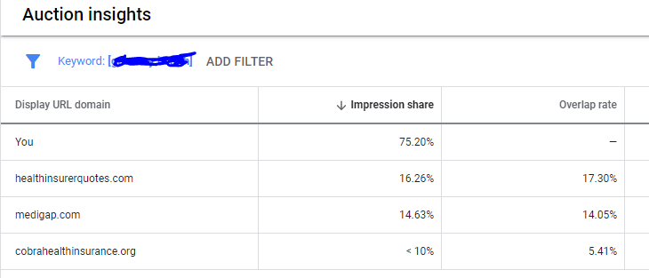 Auction Insights Report.