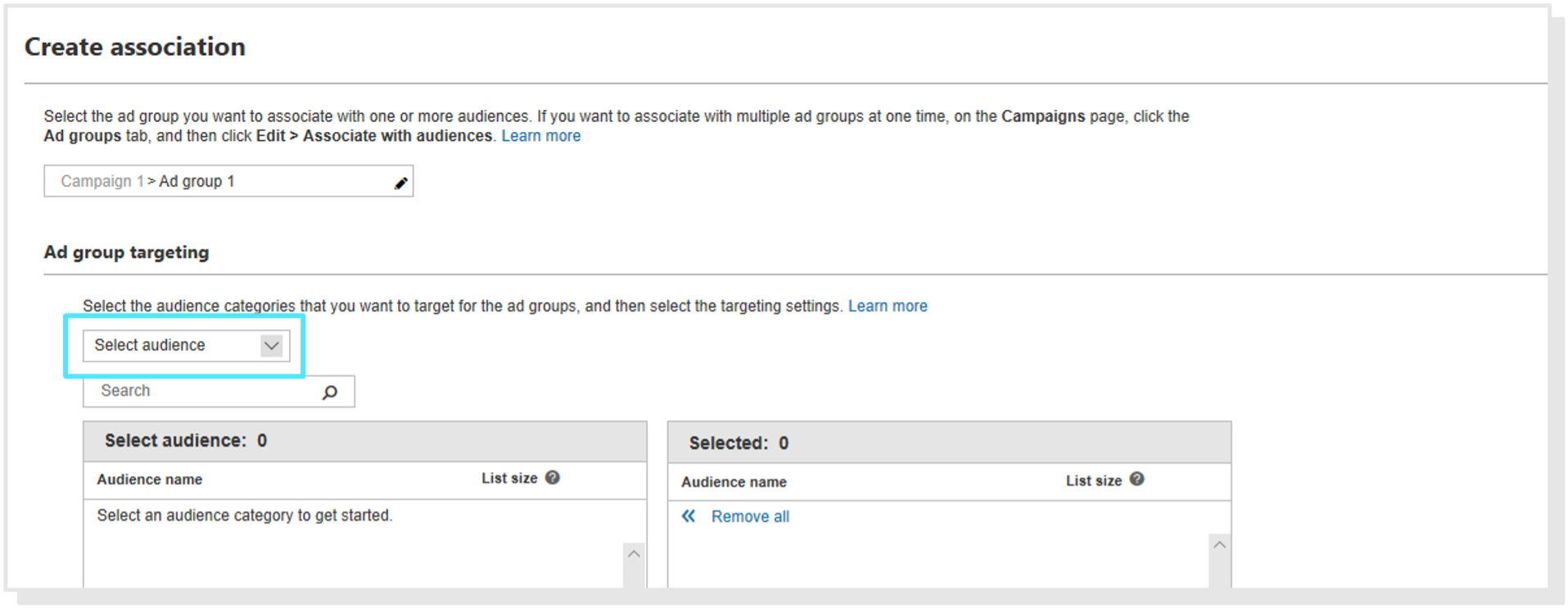 Associate Microsoft Audiences for Lookalikes