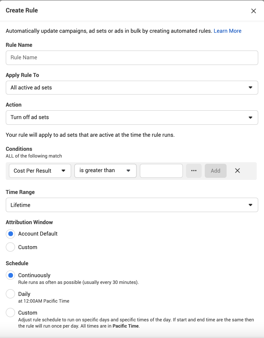 Creating an automated rule.