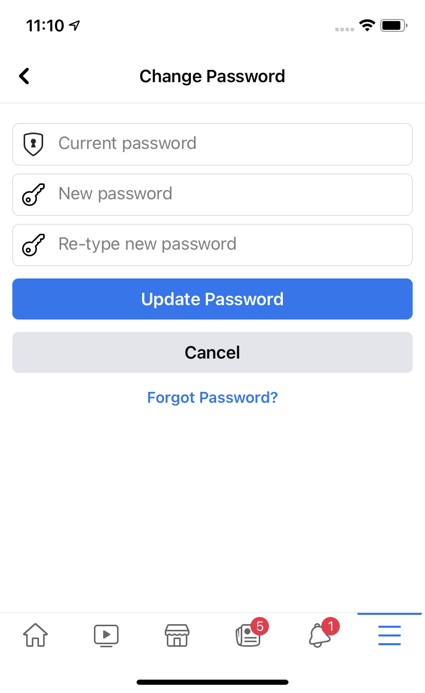 Key in your current and new password.