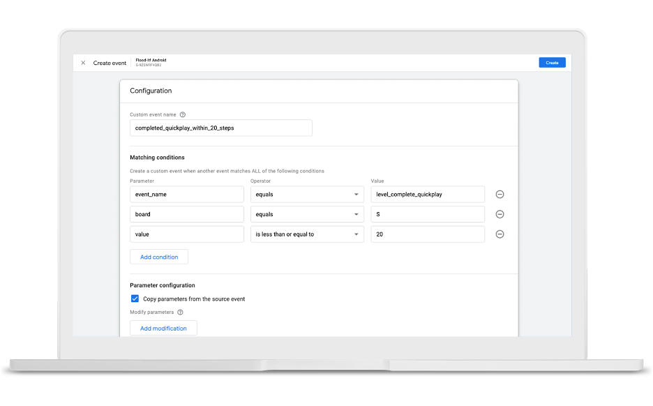 create in-app events in google analytics