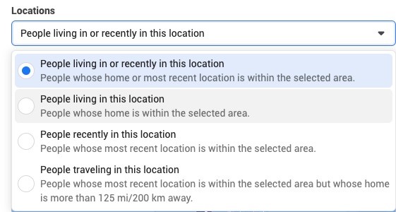 Location options.