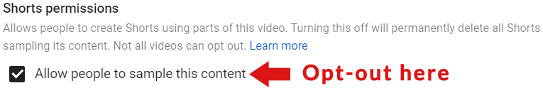How to Opt out of YouTube content sampling by YouTube Shorts Creators