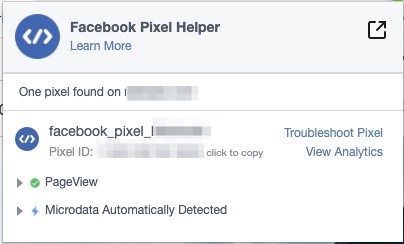 Facebook pixel helper.