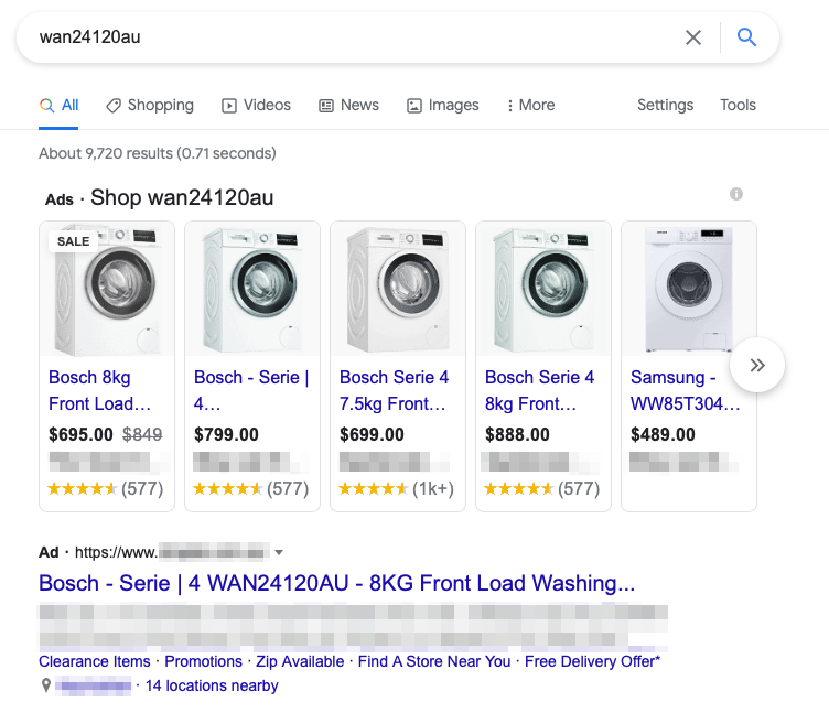 Search by SKU example.