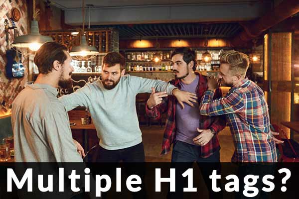 Bar Fight Meme of SEOs fighting about H1 heading tags