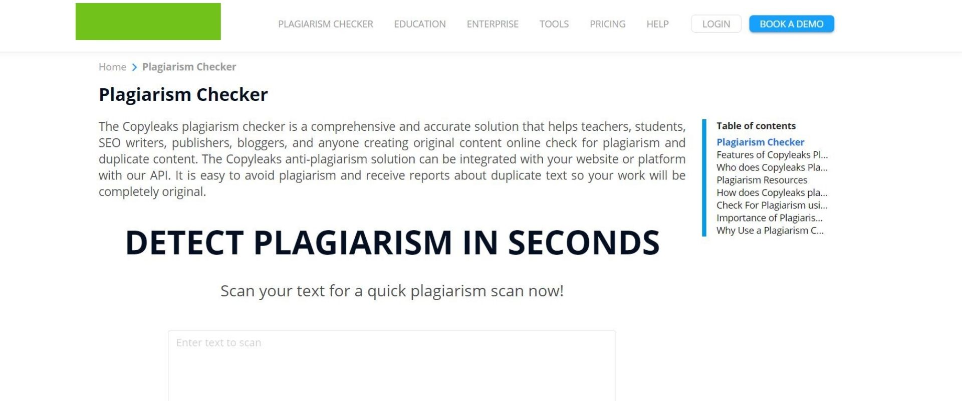 Plagiarism tool of Copyleaks.