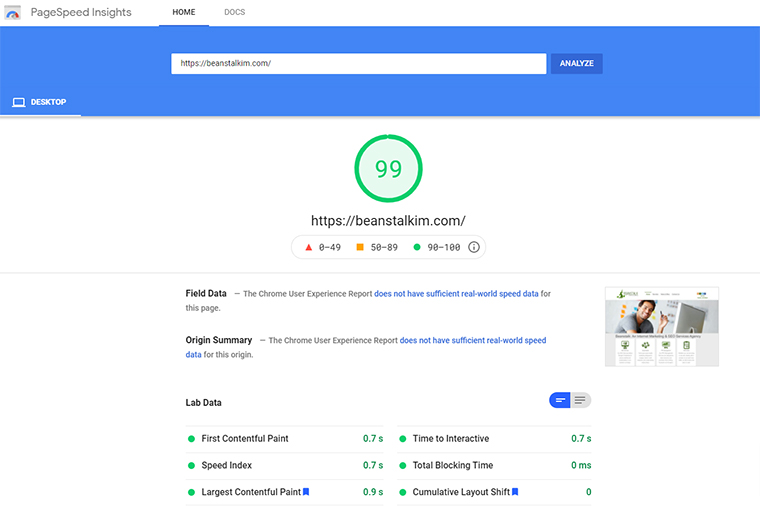 Desktop PageSpeed and CWV.