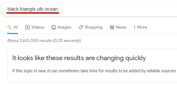 Screenshot of Google evolving topic notice