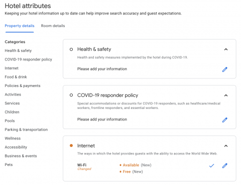 Hotel attributes dashboard