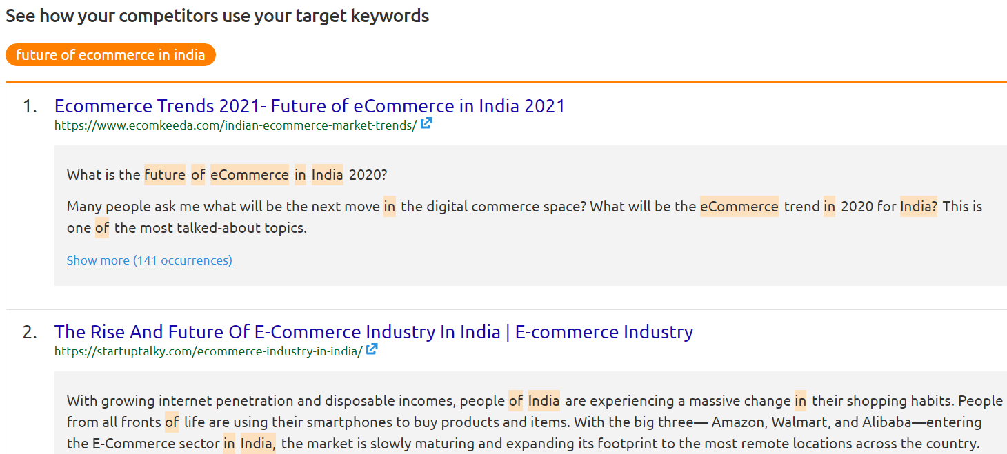 Competitors target keyword research.