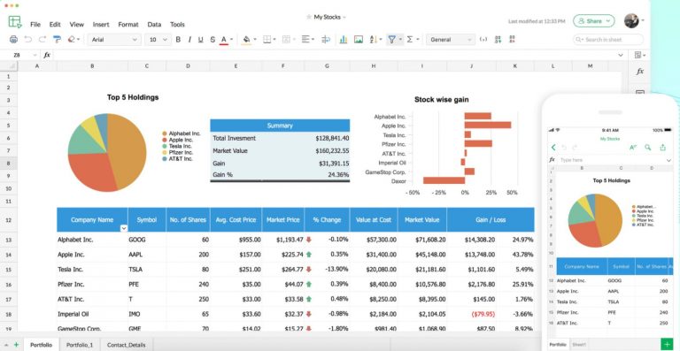 zoho sheet 60d3022bd1936 768x397 - 5 Awesome Spreadsheet Apps For the iPhone