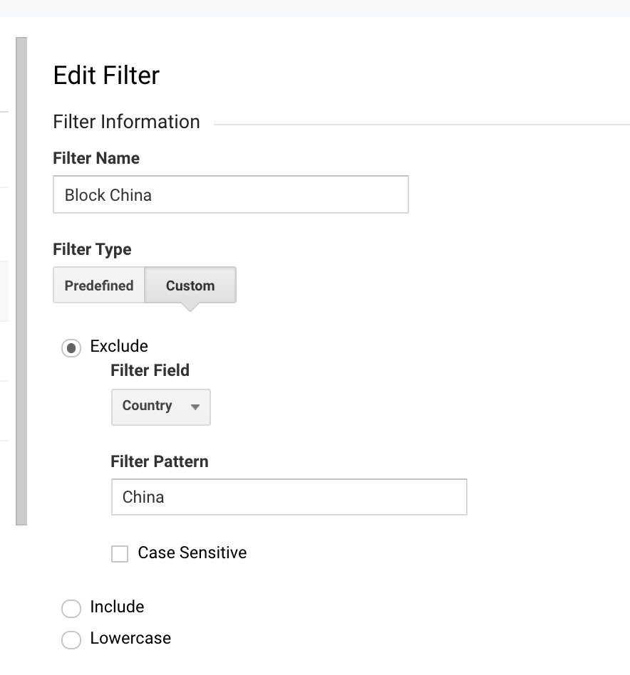 Edit filter fields.