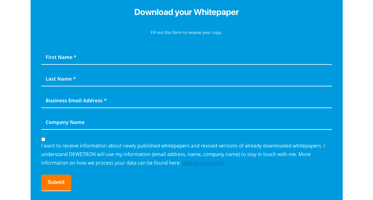 Whitepaper download form.