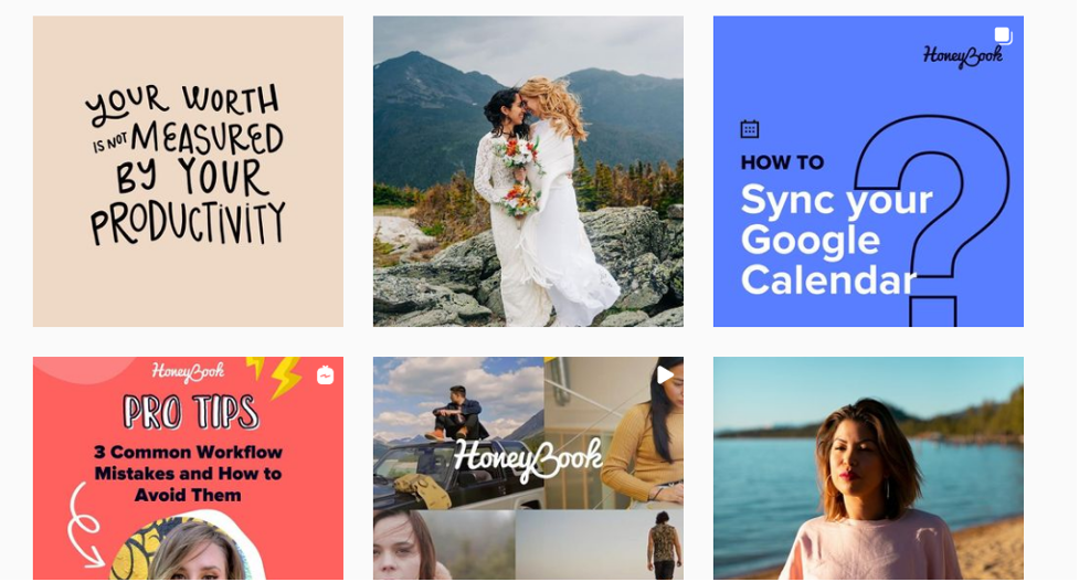 Instagram advertising examples of Honeybook.