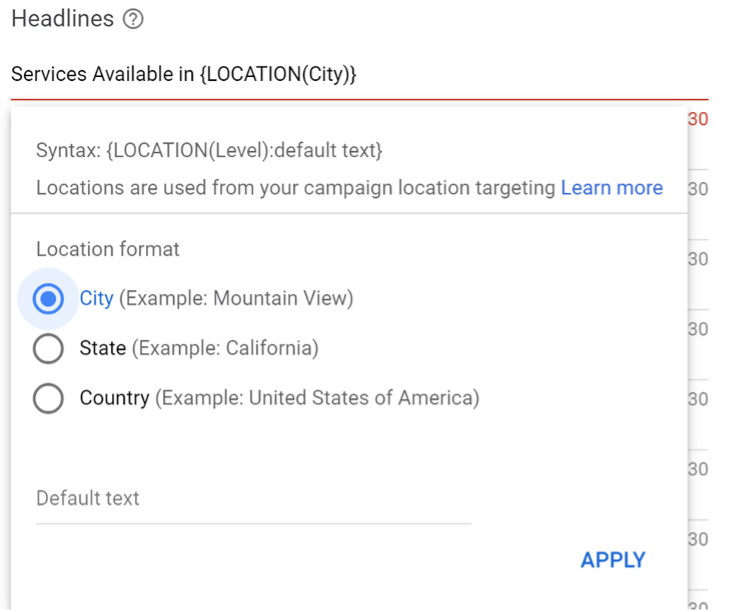 location customizers bing ads